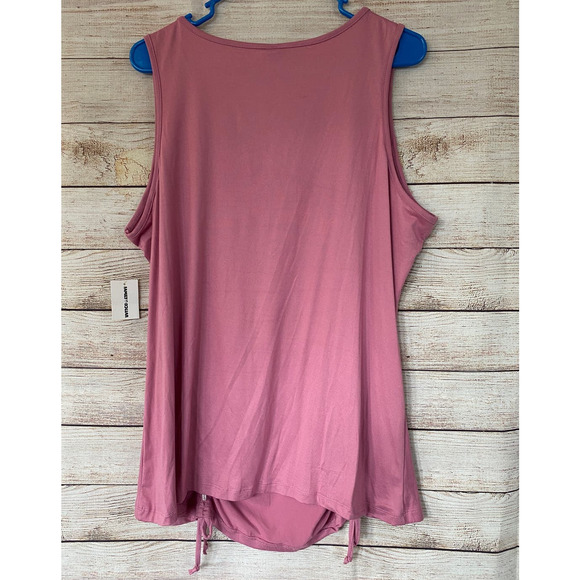 M. Fasis Mauve Pink Sleeveless Stretchy Knit Tank Top Ruched V-neck 2X NWT - Picture 6 of 6